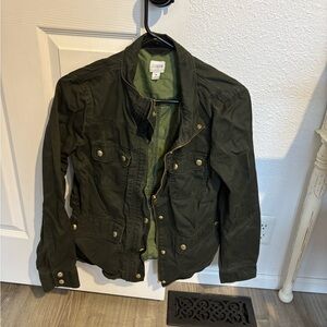 J. Crew Olive Jacket with Brass Details